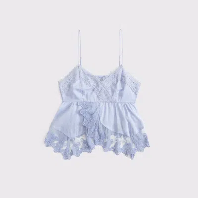 Abercrombie & Fitch Babydoll Lace-trim Cami In Blue