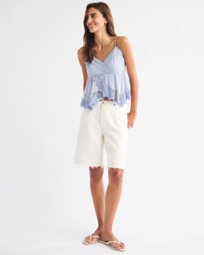 Abercrombie & Fitch Babydoll Lace-trim Cami In Blue