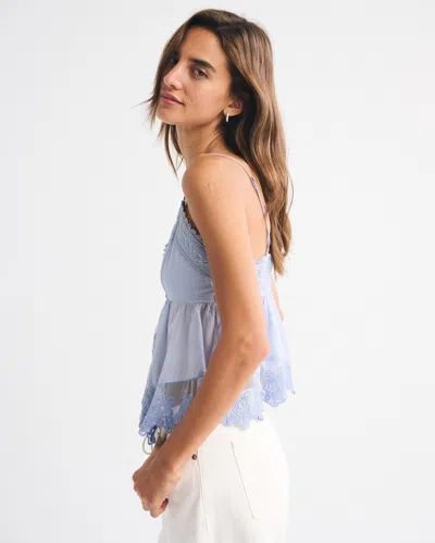 Abercrombie & Fitch Babydoll Lace-trim Cami In Blue