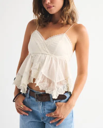 Abercrombie & Fitch Babydoll Lace-trim Cami In White