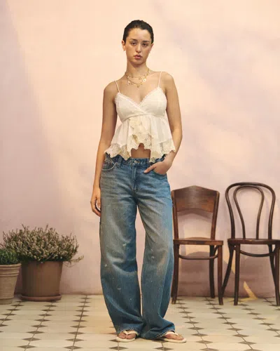 Abercrombie & Fitch Babydoll Lace-trim Cami In White