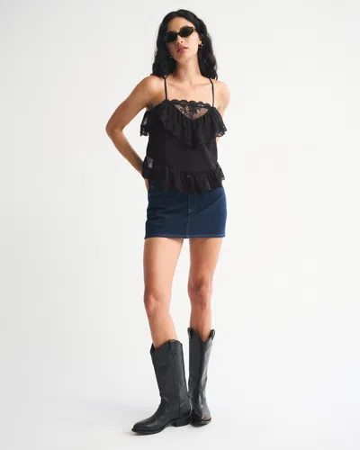 Abercrombie & Fitch Sheer Lace Cami In Black