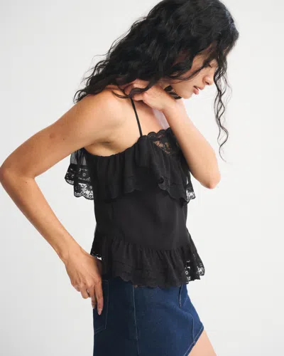 Abercrombie & Fitch Sheer Lace Cami In Black