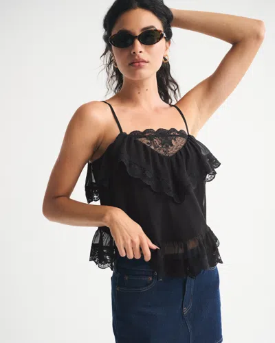 Abercrombie & Fitch Sheer Lace Cami In Black