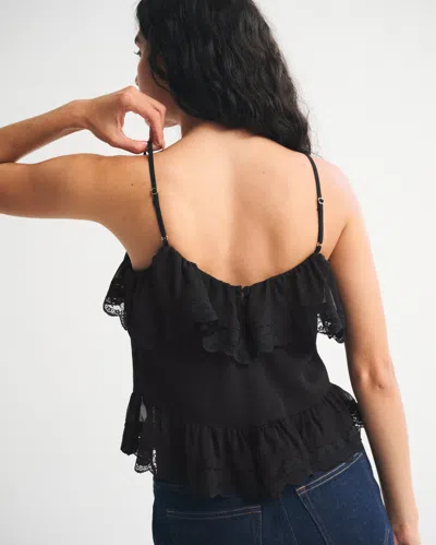 Abercrombie & Fitch Sheer Lace Cami In Black