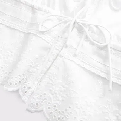 Abercrombie & Fitch Long-sleeve Lace Tie-front Top In White