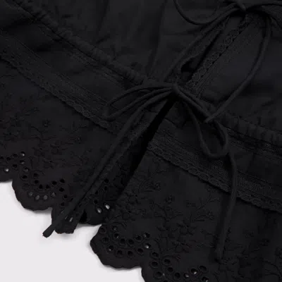 Abercrombie & Fitch Long-sleeve Lace Tie-front Top In Black