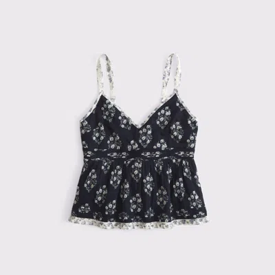 Abercrombie & Fitch Pintuck Babydoll Cami In Blue