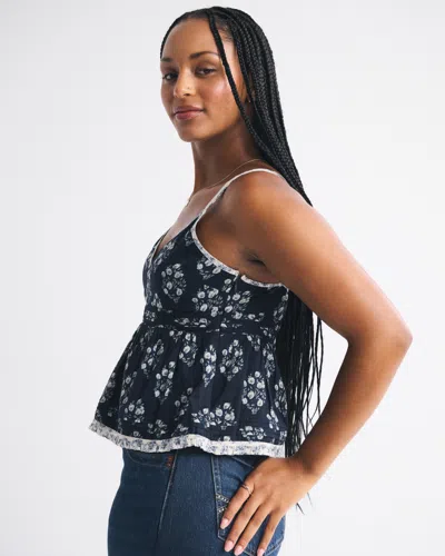 Abercrombie & Fitch Pintuck Babydoll Cami In Blue