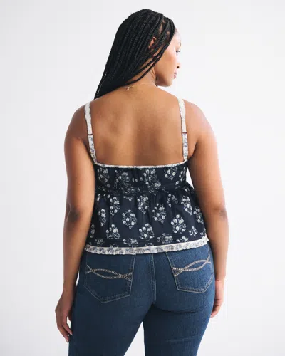 Abercrombie & Fitch Pintuck Babydoll Cami In Blue