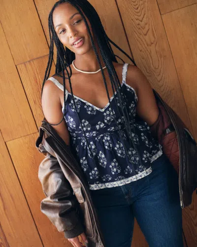 Abercrombie & Fitch Pintuck Babydoll Cami In Blue