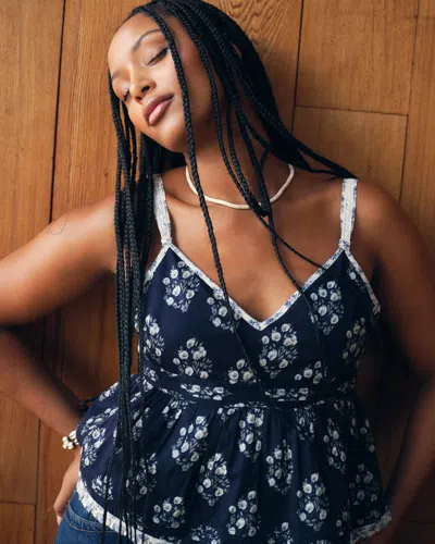 Abercrombie & Fitch Pintuck Babydoll Cami In Blue