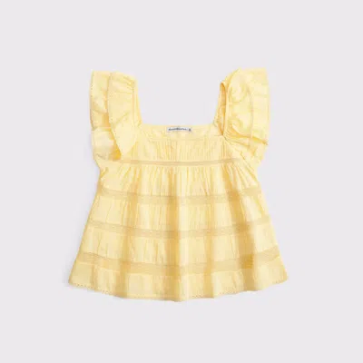 Abercrombie & Fitch Ruffle Babydoll Top In Yellow