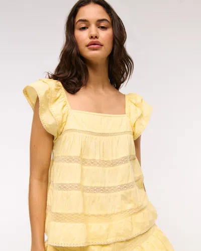 Abercrombie & Fitch Ruffle Babydoll Top In Yellow