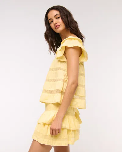 Abercrombie & Fitch Ruffle Babydoll Top In Yellow