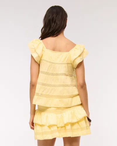 Abercrombie & Fitch Ruffle Babydoll Top In Yellow