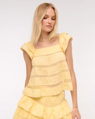 Abercrombie & Fitch Ruffle Babydoll Top In Yellow