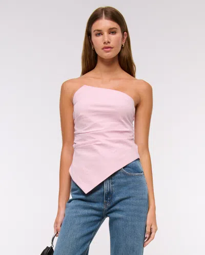 Abercrombie & Fitch Asymmetrical Strapless Top In Pink