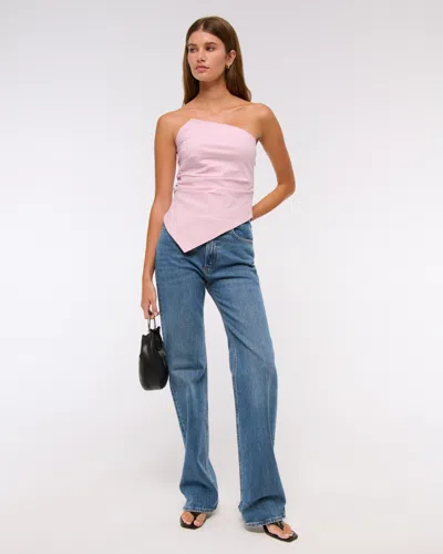 Abercrombie & Fitch Asymmetrical Strapless Top In Pink