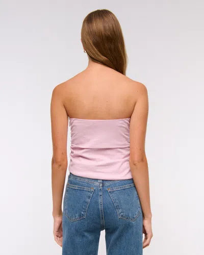 Abercrombie & Fitch Asymmetrical Strapless Top In Pink
