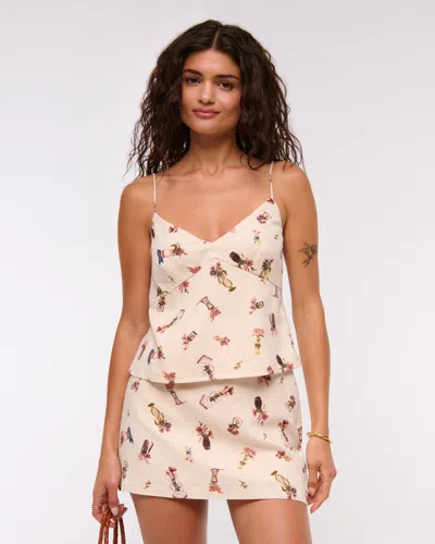 Abercrombie & Fitch Linen-blend Babydoll Cami In Multi