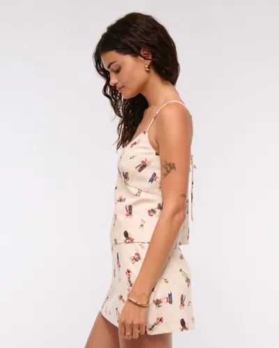 Abercrombie & Fitch Linen-blend Babydoll Cami In Multi
