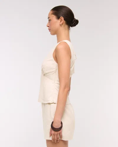 Abercrombie & Fitch Linen-blend Tie-back Set Top In Neutral