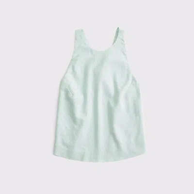 Abercrombie & Fitch Linen-blend Open-back Set Top In Blue