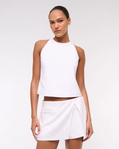 Abercrombie & Fitch Linen-blend Open-back Set Top In White