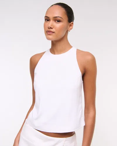 Abercrombie & Fitch Linen-blend Open-back Set Top In White