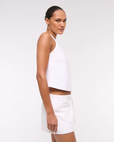 Abercrombie & Fitch Linen-blend Open-back Set Top In White