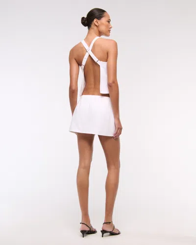 Abercrombie & Fitch Linen-blend Open-back Set Top In White