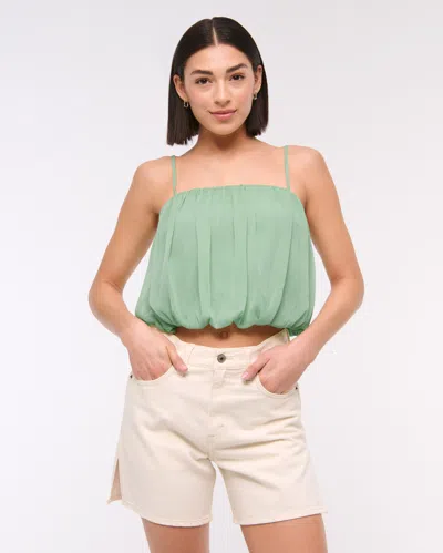 Abercrombie & Fitch Sheer Bubble Hem Cami In Green