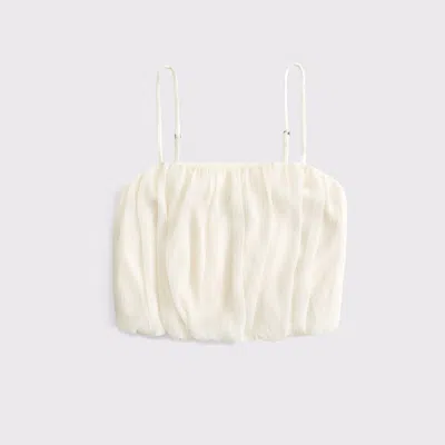 Abercrombie & Fitch Sheer Bubble Hem Cami In White