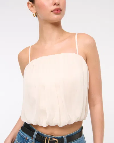 Abercrombie & Fitch Sheer Bubble Hem Cami In White