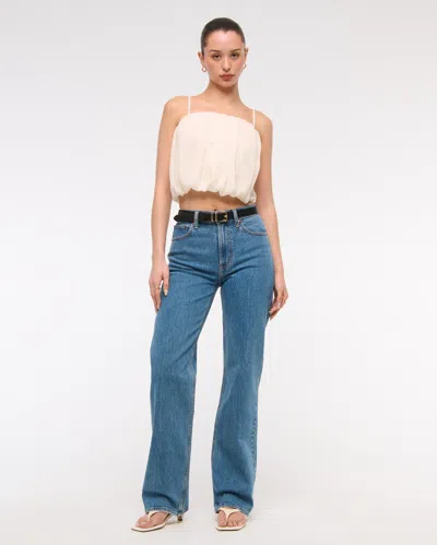 Abercrombie & Fitch Sheer Bubble Hem Cami In White