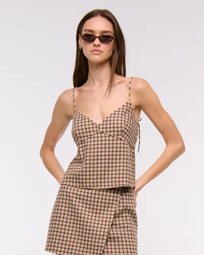 Abercrombie & Fitch Linen-blend Babydoll Cami In Brown