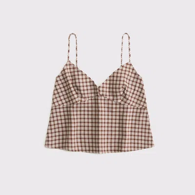 Abercrombie & Fitch Linen-blend Babydoll Cami In Brown