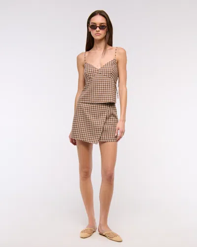 Abercrombie & Fitch Linen-blend Babydoll Cami In Brown