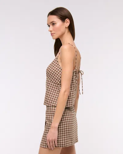 Abercrombie & Fitch Linen-blend Babydoll Cami In Brown