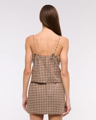 Abercrombie & Fitch Linen-blend Babydoll Cami In Brown