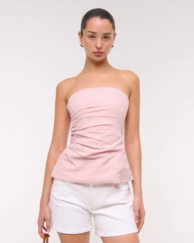 Abercrombie & Fitch Linen-blend Tube Top In Pink