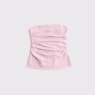 Abercrombie & Fitch Linen-blend Tube Top In Pink