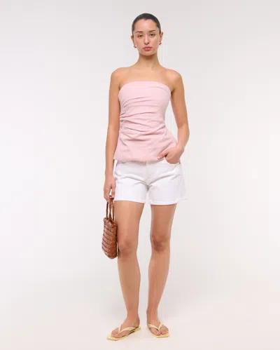 Abercrombie & Fitch Linen-blend Tube Top In Pink
