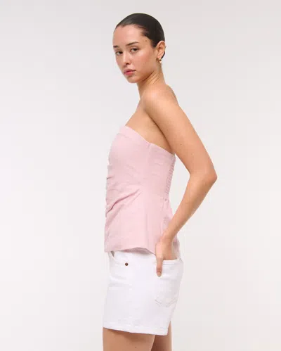 Abercrombie & Fitch Linen-blend Tube Top In Pink