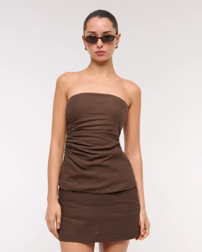 Abercrombie & Fitch Linen-blend Tube Top In Brown