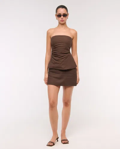 Abercrombie & Fitch Linen-blend Tube Top In Brown