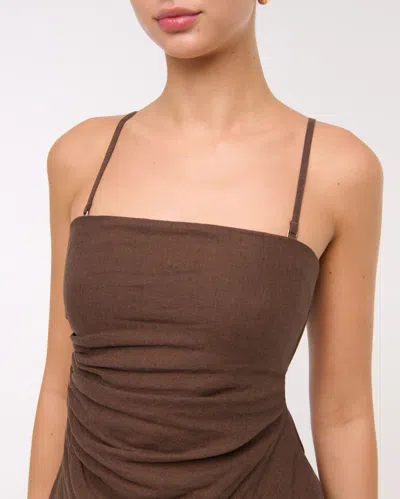 Abercrombie & Fitch Linen-blend Tube Top In Brown