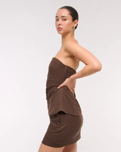 Abercrombie & Fitch Linen-blend Tube Top In Brown