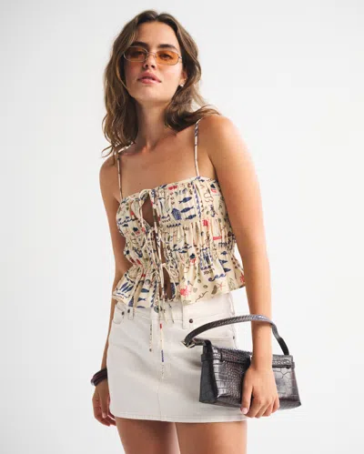 Abercrombie & Fitch Ruched Tie-front Cami In Multi